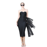 Banded Dress Summer New Temperament Sex High-Waisted Dinner Dress Brat Mesh Dress