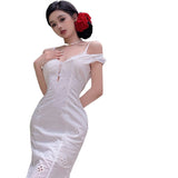 Temperament Long Dress Women's New Summer Waist Thin Design Hollow Sling Dress