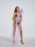 Take A Picture With A Net Yarn Dress Pregnant Women's Shoulderless Sleeve-Free Dress Halloween Styling Maternity
