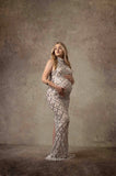 Drilled Pregnant Woman Photo Dress Shiny Big Diamond Glitter View Mesh Pregnant Woman Photography Dress Maternity