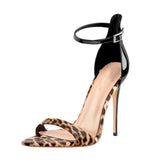 Summer New Large-Size Sexy Leopard Tip Fine High Heel Lady Sandals Original Single High Quality Shoes