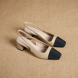 Korean Version Of The Small Side Of The Square Head Coarse Heel Women's Shoes After The Stumbling Sandals Back Empty Single Shoes Women High Quality Shoes