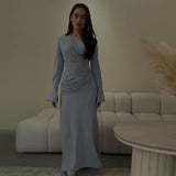 Temperament Micro-Trumpet Folded Cross Superimposed Tying Belt Girded Waist Dressing Spliced High-Waisted Dress