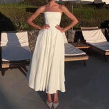 Sexy Women's Summer Wearing A Fish Bone Thoracic Dress Pure Style Hot Girl Repair In The Back Of The Long Dress HZ0628