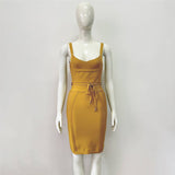 Fashion V-Neck Sexy Sling With Thin Belt With Bandage Dress