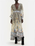 Autumn Niche Brand Middle East Dubai Famous Sexy V-Neck Personality Leopard Print Flowing Dress