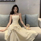 Women's Dress Summer 2025 New Heavy Industry Repair Thin Lotus Leaf Side Dress Dress Dress HZ0628