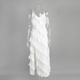 Of Lotus Edges Long Dress 2025 Summer New Sexy Open Fork Body Dress HZ0628