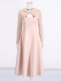 Industry Famous Diamond Hollow Dress Mid-Long Dress 2025 New Cross-Neck Design Waist Dress Dress Women's Summer