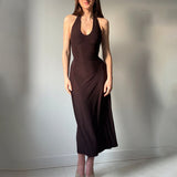 2025 New Solid Color Sling Hanging Neck U Tie With Open Skirt