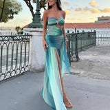 Spring And Summer Women's Dress Sexy Hottie Printed Clammed Chest-Wender Backed Women's Dress HZ0628