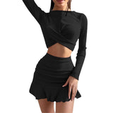 Knitted Long-Sleeved Sexy Hollow Body Dressing Dress Woman New Fashion Babes Short Dress In Autumn 2025 DJPT