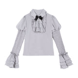 Teased Original Gray Fairy Tale Lolita Woman Lolita Hair Card Blouse Short Skirt Cute Set 6974