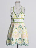 Women's Dress 2025 Still High-End Embroidery Print Sexy Slings Hollow Summer Bottoming Dress