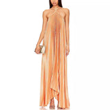 Women's Clothing Hanging Neck-Deck Sexy Dress Holiday Sleeveless Fashion 100 Folded Women 8080 HZ0628