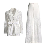 Famous Wind 2025 Summer New Collar Long Sleeve With Waist Jacket Embroidery Two Sets