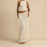 Design Folding Top Sexy Back Hanging Neck Sling Skirt Two Sets HZ0628