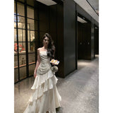 Women's Dress Summer 2025 New Heavy Industry Repair Thin Lotus Leaf Side Dress Dress Dress HZ0628