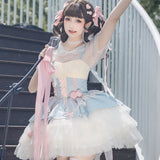 Rose Peach Wine Lolita Women Sling Dress Everyday Cute Lolita Sweet Dress 6865