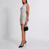 Women's New Sleeveless Bodyless Back Bow Shiny Miniskirt HZ0628