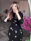 2024 Women's Loose Breathable Leisure Round-Neck Flower Print Skirt Suit