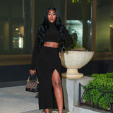 Autumn 2025 New Trendy Street Truncated Short Sleeve Open Skirt Dress Suit Woman DJPT