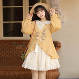 Design Sunflower Poetry Chinese Style Improve The Chinese Element Of Women's Coat Dress Set 7021
