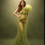Take A Picture With A Net Yarn Dress Pregnant Women's Shoulderless Sleeve-Free Dress Halloween Styling Maternity