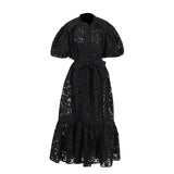 Vintage Elegant Dress 2025 Summer New Single-Rebutted Embroidered Printed Dress With Short Sleeve Dress Woman