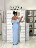 Blue Word Shoulder Banding Dress Dubai Elegant Famous French Evening Dress