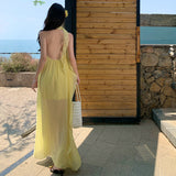 Luxury Small Loose Blue Hanging Neck Morning Robe Three-Dimensional Flower Beach Dress Dress Bridal Dress Female