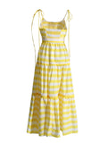 Idyllic 2025 Summer Striped Splicing Splicing Sling High-Rise Women's Leaf-Side Dress