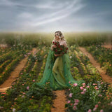 Dress Shoulder 2025 New Emerald Green Dress Ball Dress Floral Dress Princess Breeze