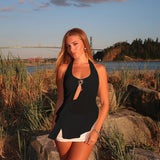 Top Femininity Ins Babes Sexy Hanging Neck Yarn Sling Vest Woman DJPT