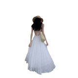 Dress Blue Pure Windy Beach Vacation Bare Back To The Waist Of The Big Skirt Hanging Long Skirt