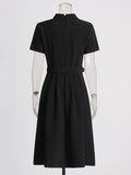 Temperament Style Dress 2025 Summer New Collar Hollow Crouses To Collect Belt Long Dress Women's Dress