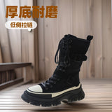 Thick Low Martin Boots Station To Do Old Retro Workwear High-Top Knight Boots Round Head Pine Cake Low Side Zipper Skin High Quality Shoes