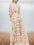 Spring And Summer Small Elegant Fresh Generous Flowers Floating Holiday Dress