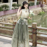 Early Morning Time Hanfu Women's Chinese Style Improve The Chinese Elements Of The New Chinese Top Skirt Dress Set 9548