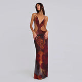 Autumn 2025 New Temperament Sexy Leopard Print Holiday Hollow Dress DJPT