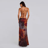 Autumn 2025 New Temperament Sexy Leopard Print Holiday Hollow Dress DJPT