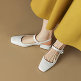 Size Shoe Bag Behind The Empty Sandals Woman New Square Light Mouth Buckle Heel Shoes Women's Shoes High Quality Shoes
