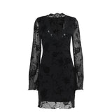 Autumn 2025 New Fashion Temperament Embroidered Velvet V-Neck Long-Sleeved Hottie Short Dress Girl DJPT