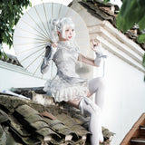 Teased Original Silver Moon Lolita Female Lolita Apron Trouser Dress Everyday Cute Set 7126