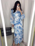 2025 New Broken Flower Design Chiffon Print Dress Woman