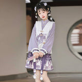 Velvet Rabbit Hanfu Female Chinese Style Improvement Han Element Blouse Vest Tat Dress Dress Suit 8971