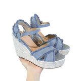 The Thick-Soled Women's Shoes 2025 Spring New Design Reveals Toe Cross With Small Sloping Sandals High Quality Shoes