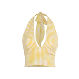 Holiday Breeze Hottie Sexy Hanging Neck Folding Vest Woman 2025 Summer New Trend Blouse DJPT