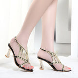 Wearing Sandals Women's Dress Coarse Heels Elegant Fashion Young Bohemian Water Drill Sandals High Quality Shoes