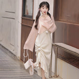 Design Gentle Autumn Chinese Style Improvement Han Elements Women's Coat Sling Skirt Suit 6934